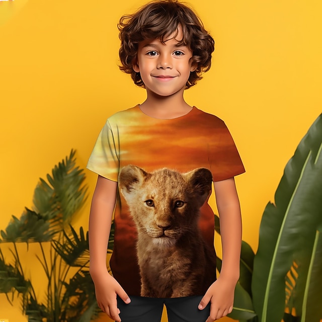  Poikien 3D Kuvitettu T-paita Lyhythihainen 3D-tulostus Kesä Kevät Aktiivinen Polyesteri Lapset 4-12 vuotta ulko- Päivittäin Normaali