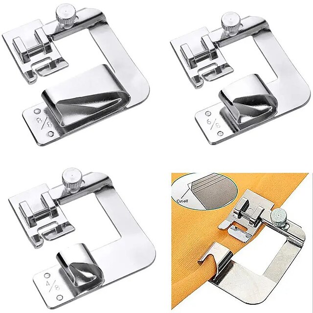 3pcs Rolled Hem Presser Foot Set, Wide Hemmer Foot Kit Includes 1/2inch ...