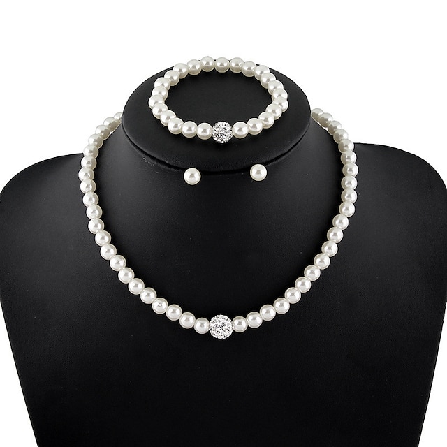  I monili nuziali 1 set Perle finte 1 collana 1 bracciale Orecchini Per donna Di tendenza Personalizzato Semplice Perline Prezioso Di forma geometrica Parure di gioielli Per Matrimonio Anniversario