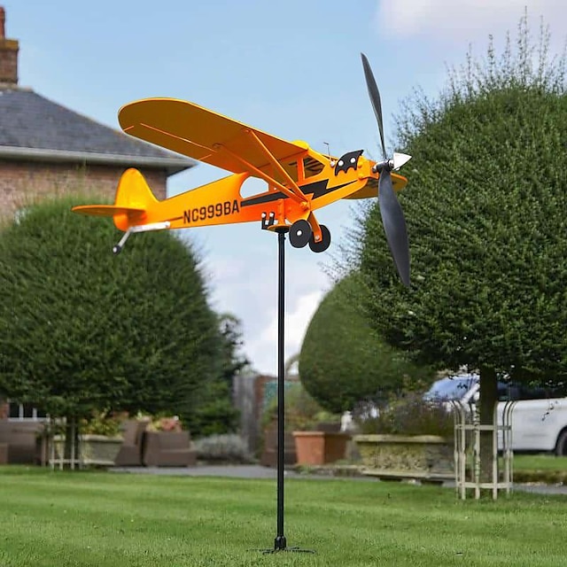  Cub Airplane Weather Vane, 2023 New Aircraft Wind Spinner Metal Weather Vane Windmill, Upgrade Weather Vane For Barn Yard Garden Terrace Lawn
