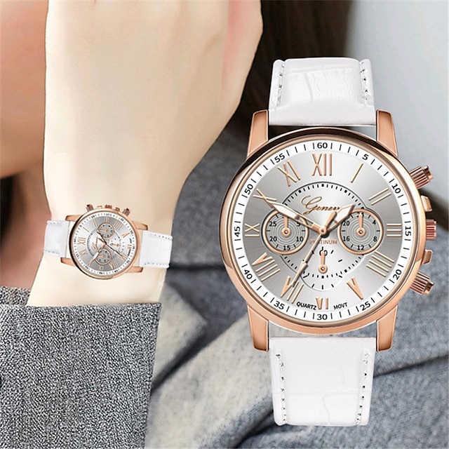  Genf Damen Quarz uhr Draussen Lässige Uhr Armbanduhr Analog WASSERDICHT Lederband Beobachten