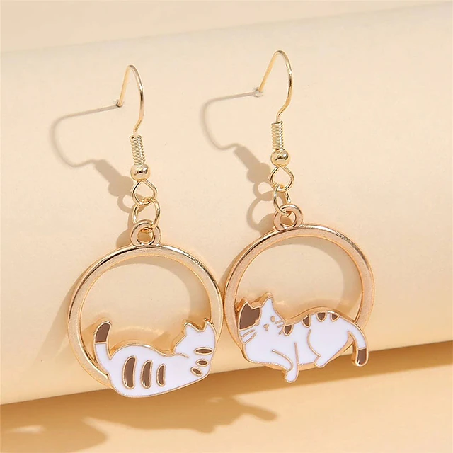 1 Pair Drop Earrings For Women's Street Gift Date Alloy Classic Cat Moon 6