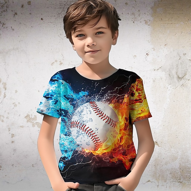  Jongens 3D Grafisch T-shirt Korte mouw 3D-afdrukken Zomer Lente Actief Sport Modieus Polyester Kinderen 3-12 jaar Buiten Casual Dagelijks Normale pasvorm