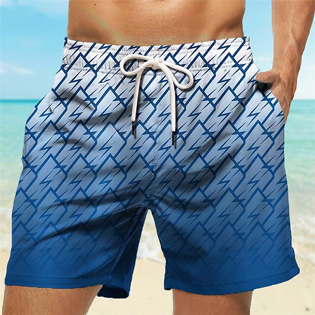 Men's Gradient Graphic Prints Geometry Swim Trunks Swim Shorts Board Shorts Mid Waist Hawaiian Boho Casual Daily Holiday Drawstring with Mesh lining Elastic Waist Designer Clothing Apparel4