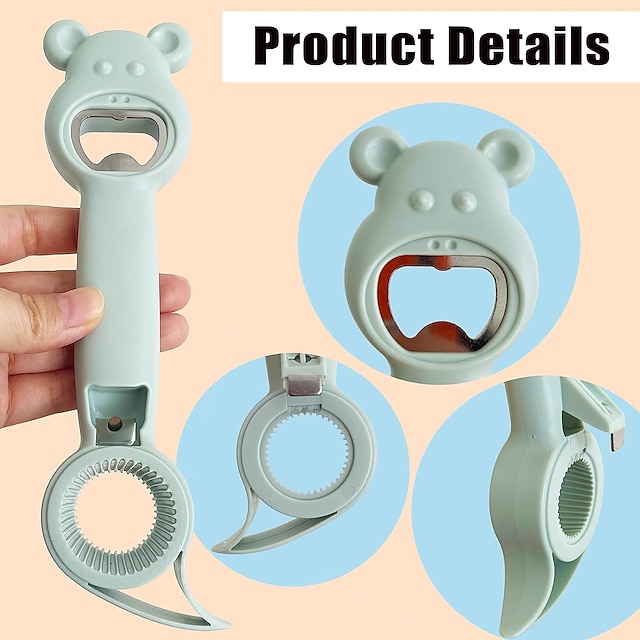 4 In 1 Bottle Opener, 4pcs Multifunction Beer Bottle Opener, Cute Bear Bottle  Opener For Cans Jelly Jars Sauce