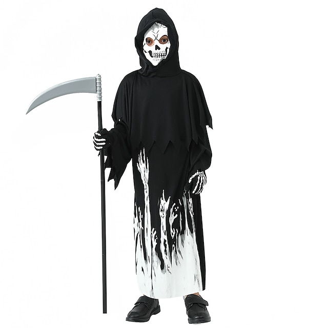  Ghost Grim Reaper Halloween Cosplay Costume Party Costume Masquerade Outfits Scary Costume Kid's Boys' Girls' Masquerade Performance Party Halloween Easy Halloween Costumes Dress Up
