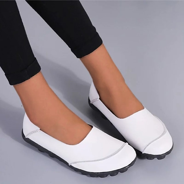 Pentru femei Pantofi Flați Slip-On-uri Mocasini Mărime Plus Size Pantofi desculți Pantofi de confort În aer liber Zilnic Culoare solidă Vară Toc Drept Vârf rotund Casual Confortabili minimalism