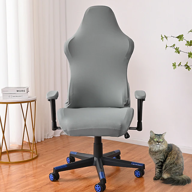 Split Office Chair Cover Gaming Burgundy Chair Covers Printed Stretch Computer Game Chair Slipcover for Leather Office Game Reclining Racing Ruffled Gamer Chair Protector 36