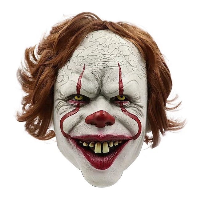  Pennywise Pagliaccio Assassino Halloween Maschera esso Orrore Costume Spaventoso Adulti Unisex Halloween Carnevale martedì grasso Costumi di Halloween facili Vestirsi