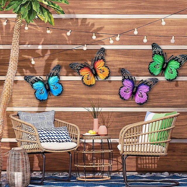  1pc vlinder metalen wand decor voor tuin decor patio decor kamer decoratie feest decoratie kunst aan de muur decor patio decor, outdoor tuin decor housewarming cadeau muur sculpturen