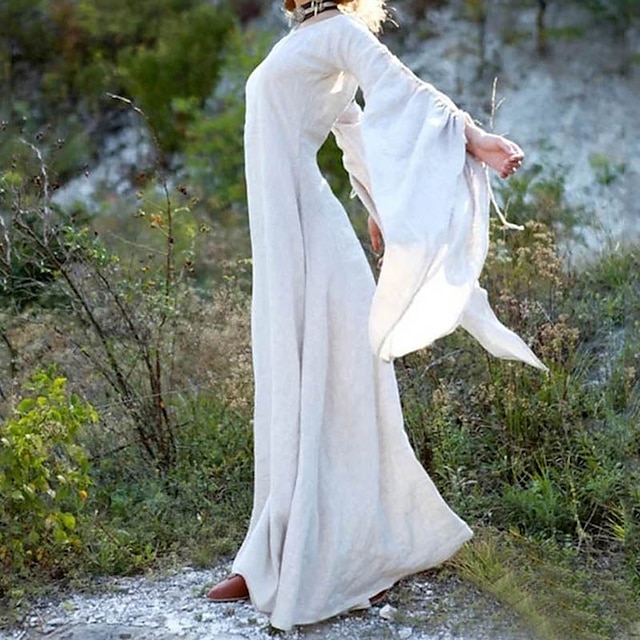  Klasika Μεσαίωνα Κοκτέιλ Φόρεμα Vintage Φόρεμα Φορέματα Φόρεμα τουνίκ Κοστούμι πάρτι Μέχρι τον αστράγαλο Βίκινγκ Ξένος Ranger Ξωτικό Γυναικεία Απόκριες Πάρτι / Βράδυ Φόρεμα
