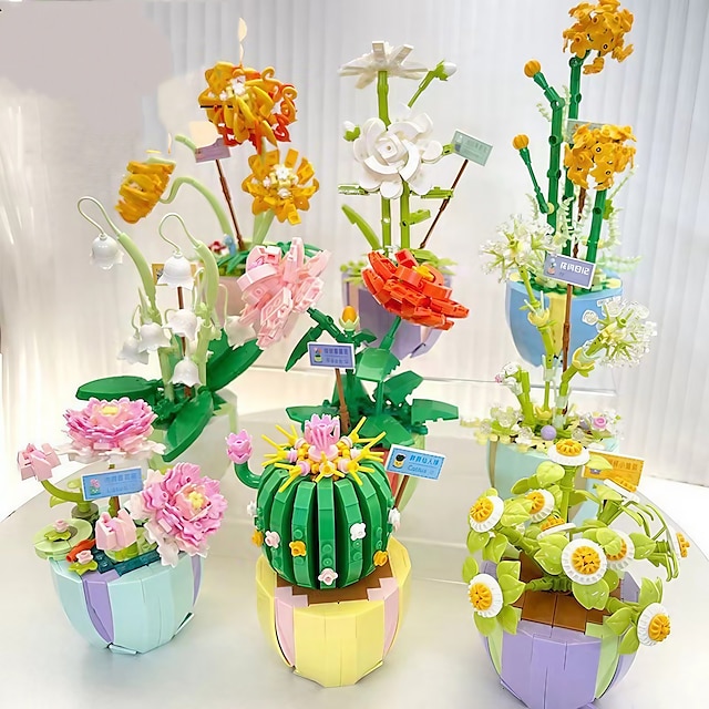  Women's Day Gifts Compatible With Puzzle Assembly Toys Small Particle Building Blocks Flowers Meat Potted Plants Bouquet Decorations Girls' Gifts Mother's Day Gifts for MoM