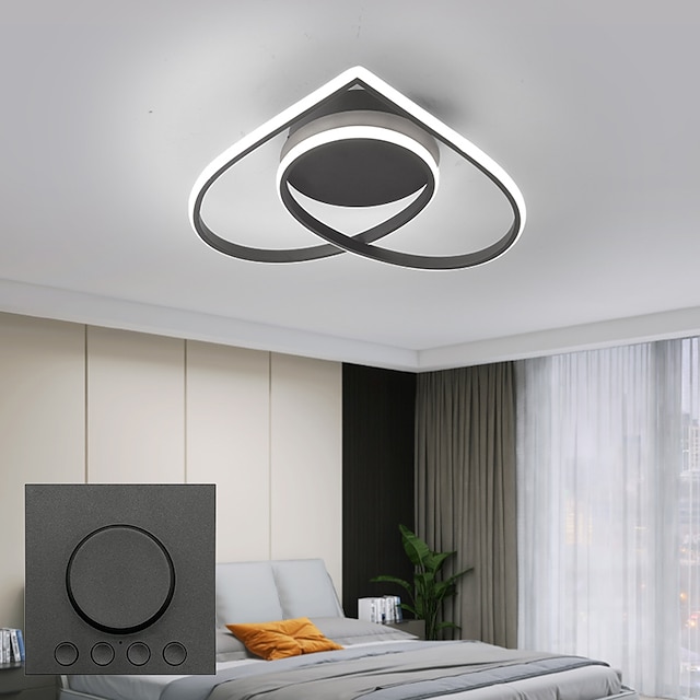  תקרה LED מנורת תקרה מודרנית אומנותית מתכת בסגנון אקריליק עמעום ללא מדרגות חדר שינה אורות גימור צבועים 110-240v ניתן לעמעום בלבד עם שלט רחוק 85-265v