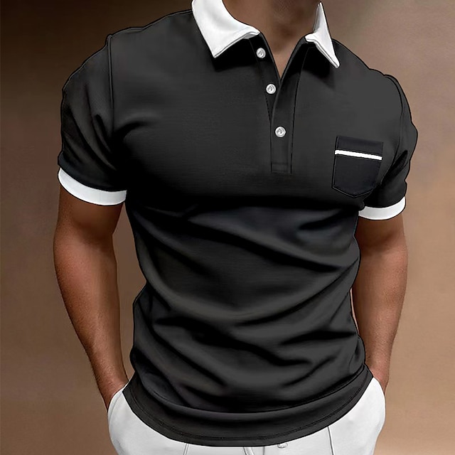 Men's Button Up Polos Polo Shirt Casual Holiday Lapel Short Sleeve ...