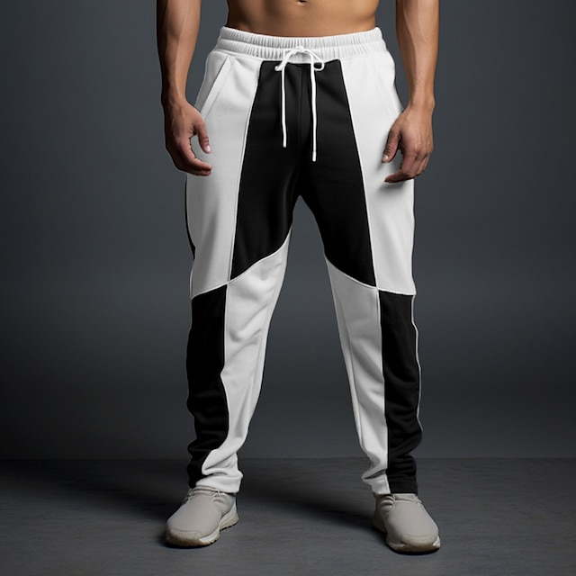  Herren Jogginghose Trainingshose Jogginghose Jogger Hose Hosen Jogginghose mit geradem Bein Patchwork Kordelzug Elastische Taille Farbblock Komfort Atmungsaktiv Casual Täglich Festtage Sport Modisch