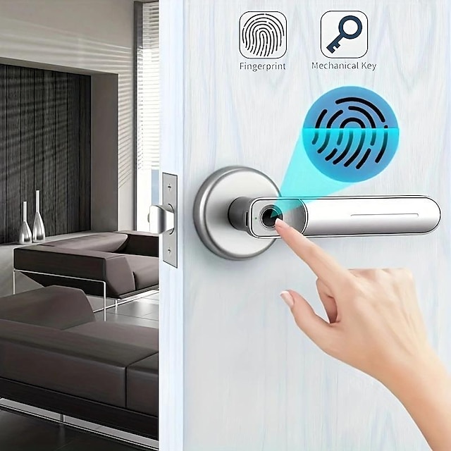  Fingerprint Door Lock Door Knob With Keypad Keyless Entry Door Lock With Handle For Home Hotel Office Apartment Bedroom