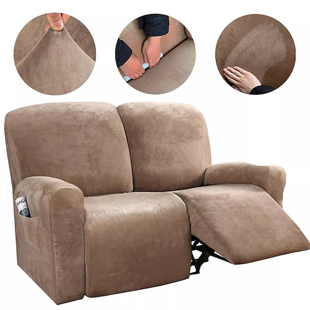  seksjon hvilestol sofadeksel 1 sett med 6 stykker mikrofiber stretch høy elastisk høykvalitets fløyel sofadeksel sofa deksel for 2 seter pute hvilestol sofa