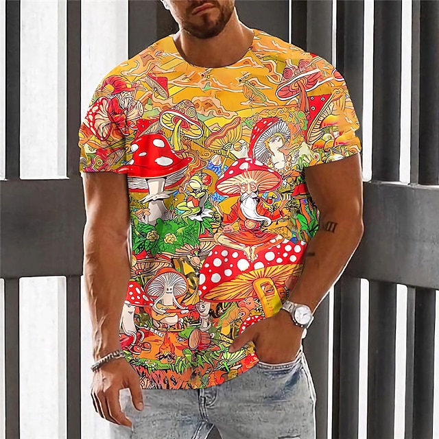  Bărbați Grafic Ciupercă Monstru Tricou Manșon scurt Tricou Tipărire 3D Stil Nautic Cămașă Epocă Modă Designer În aer liber Zilnic Sport Albastru piscină Mov Portocaliu Primavara vara Îmbrăcăminte S M
