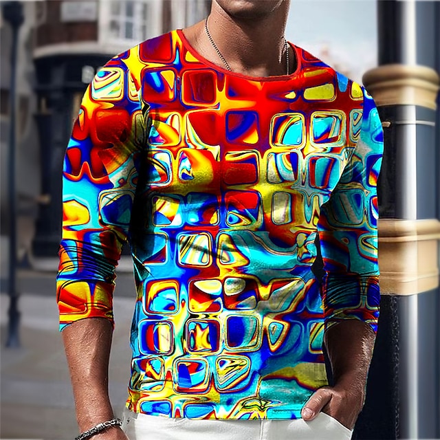 Men's T shirt Tee Graphic Geometric Optical Illusion Crew Neck Clothing ...