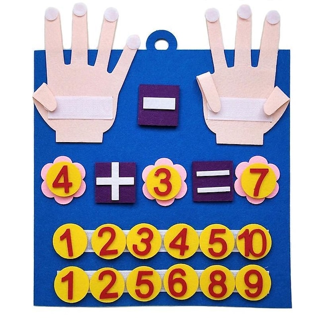  niño fieltro números de dedos juguetes de matemáticas, niños contando tablero educativo de aprendizaje temprano, para niños pequeños regalo de ayuda didáctica para niños, suministros de regreso a la
