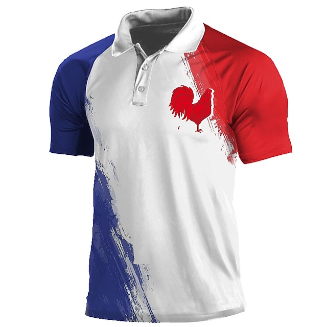  Homme POLO Polo à revers Polos boutonnés Tee Shirt Golf Lettre Tour Eiffel Imprimés Photos Col rabattu Blanche Vin Rouge Bleu Extérieur Plein Air Manches courtes Imprimer Vêtement Tenue Sportif Mode