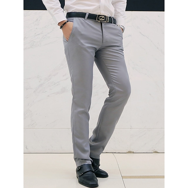 Men's Dress Pants Trousers Chino Pants Suit Pants Zipper Plain Ankle ...