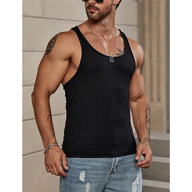 Men's Tank Top Vest Top Undershirt Sleeveless Shirt Wife beater Shirt ...