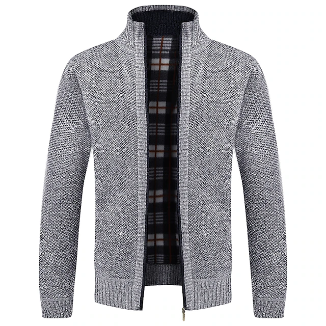 Men's Sweater Cardigan Sweater Zip Sweater Knit Pocket Knitted Solid ...