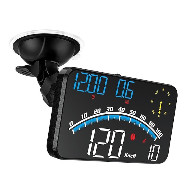  digitalt gps speedometer, universell bil hud head up display med hastighet mph, trøtthets kjøring påminnelse, overspeed alarm hd display, for alle kjøretøy