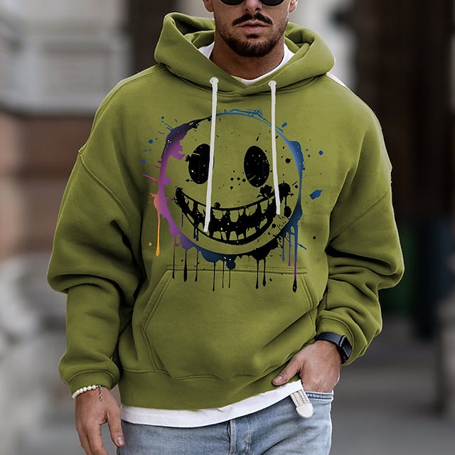  Herr Tecknat Grafiska tryck Huvtröja Huvtröjor Tröja Streetwear Designer Långärmad Huva Dagligen Sport Rodnande Rosa Blå Mönster Vår & Höst Designer