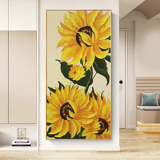 Handmade Oil Painting Canvas Wall Art Decoration Sunflower Flower Landscape for Home Decor Rolled Frameless Unstretched Painting 10