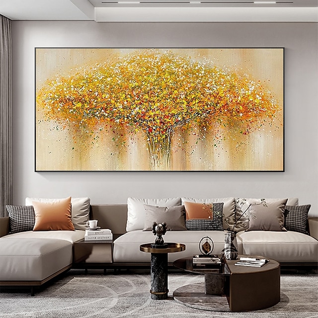  kézzel készített olajfestmény vászon fali művészeti dekor eredeti aranyfa textúrájú fák teljes egészében otthoni dekorációhoz feszített kerettel belső keretfestés nélkül