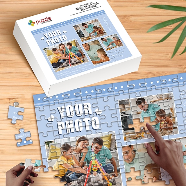  personalizované puzzle s krabičkou na rodinný obrázek domácího mazlíčka památník, skládačky bílý kartonový papír k vytvoření dárku na míru 500ks/100ks