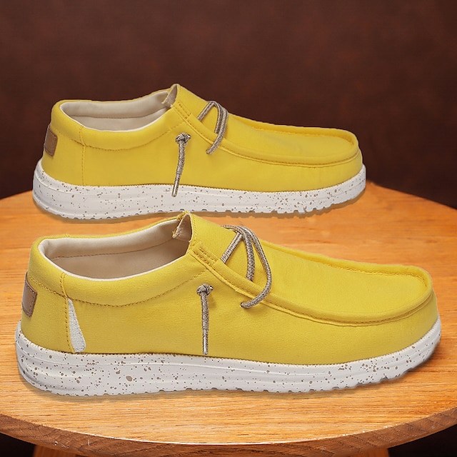  Men's Sneakers Casual Shoes Moccasin British Style Plaid Shoes Comfort Shoes Casual British Daily Office & Career PU Breathable Comfortable Elastic Band Yellow Red Blue Spring Fall