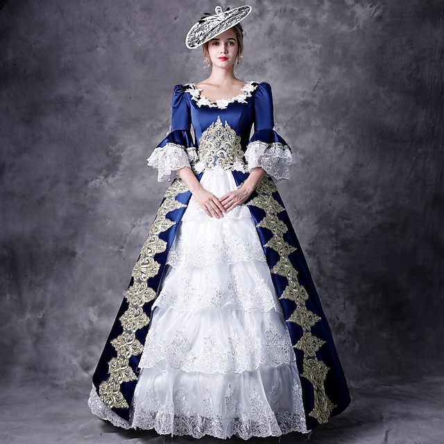  Gotisk Victoriansk Vintage Inspirert Kostymer i middelalderstil Kjoler Party-kostyme Ballkjole Prinsesse Shakespeare Dame Helfarge Ballkjole Halloween Fest Aftenselskap Maskerade Kjole