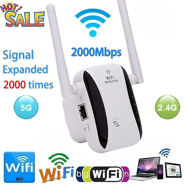  2000/300 Mbit/s kabelloser WLAN-Repeater, 2000 Mbit/s WLAN-Extender, WLAN-Signalverstärker mit großer Reichweite, WLAN-Booster, Zugangspunkt