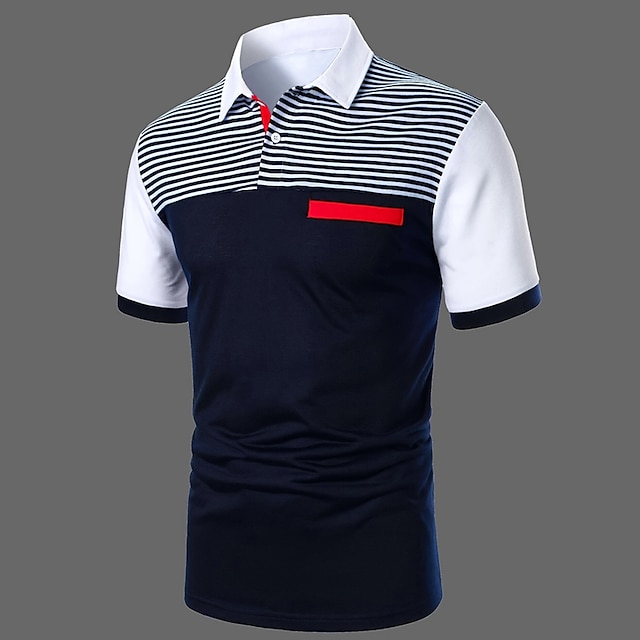  Men's Button Up Polos Cotton Polo Shirt Casual Holiday Lapel Short Sleeve Fashion Basic Color Block Classic Summer Regular Fit White Yellow Burgundy Dark Navy Blue Button Up Polos