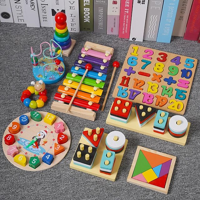  Eight-Tone Hand-Knocking Piano Infant Early Education Musical Instrument Music Enlightenment Hand-Brain Coordination Interaction Wooden Toy