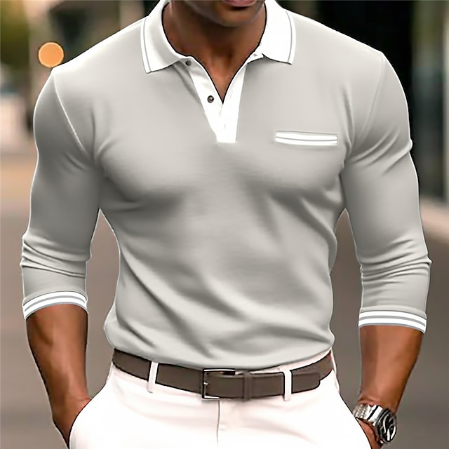 Men's Button Up Polos Polo Shirt Lapel Casual Holiday Fashion Basic ...