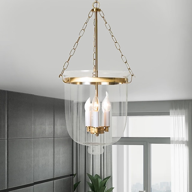  Pendant Light Fixtures  Retro Gold Black Copper 3 Light Hanging Light Industrial Style Transparent Glass lampshade Chandelier Ceiling Lighting for Living Room Study Office Lighting Fixture 110-240V