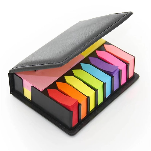  Ensemble de notes autocollantes multicolores de 2000 pages, blocs-notes de couleur avec boîte d'emballage en cuir, lot de blocs-notes auto-adhésifs avec séparateur coloré avec calendrier 2023 pour la