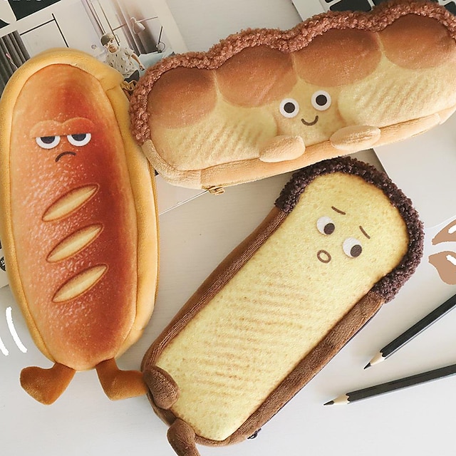  brood toast etui tas voor meisjes schattige pluche pen etui doos grote capaciteit student schoolbenodigdheden