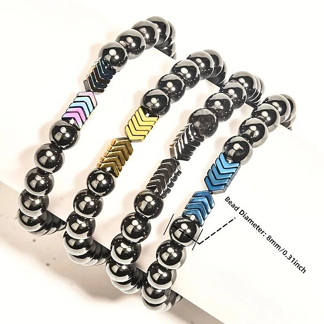 Bracciale E Collana Magnetici Healing Type In Ematite Arcobaleno – Potente, Unisex, Fatto A Mano USA - Foto 5