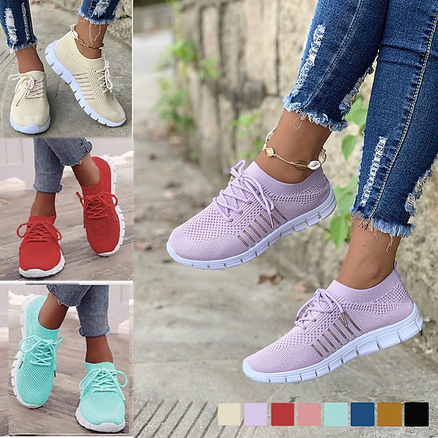 Women's Black Knit Sneakers with White Sole for Running and Casual Wear 22