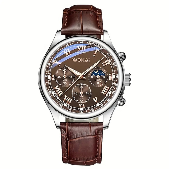  Men's Business Wrist Watch Quartz Casual Belt Men's Watch Brown Watch