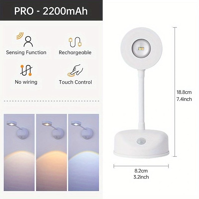 Rechargeable Motion Sensor LED Wall Light Wireless Wall Monted Night ...
