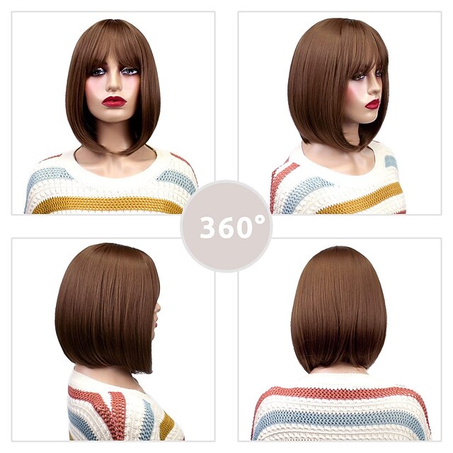 Bob Short Hair Tail Curls Wig With Air Bangs