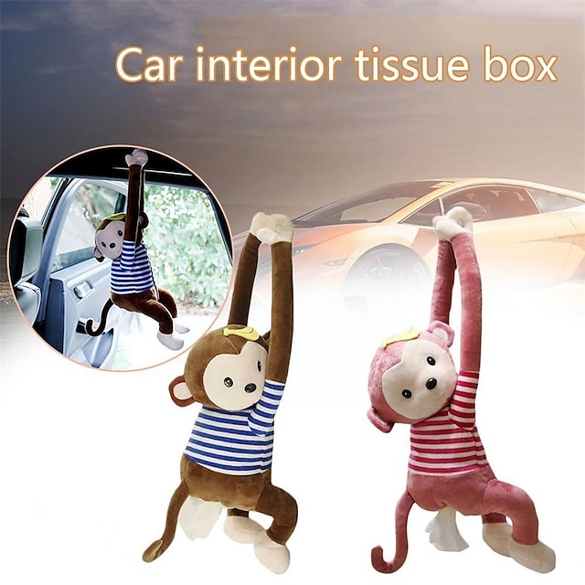  1pc Monkey Tissue Box Cartoon Creative Monkey Tissue Box Holder Case Car Accessories Interior Decoration Auto Parts Dropshipping
