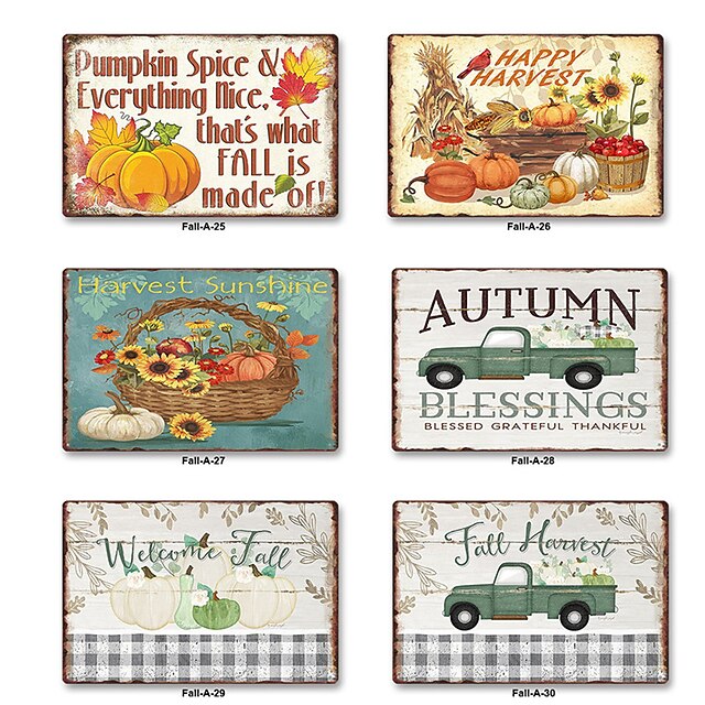 1pc Halloween Metal Tin Sign Pumpkin Tin Sign Vintage Kitchen Signs