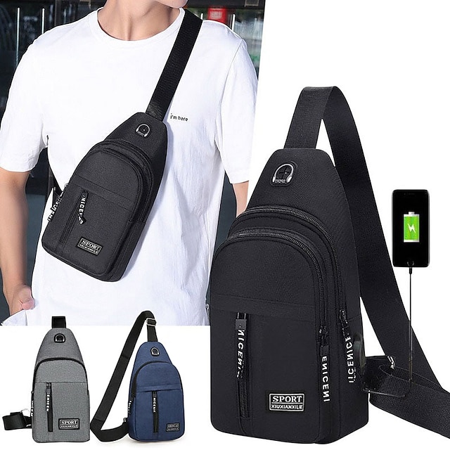  Bolso de pecho informal para hombre, bolso de hombro tipo bandolera inclinado de negocios, bolso de mensajero, bolso de cintura de moda de lona de nailon, bolso de hombro de marca para deportes al